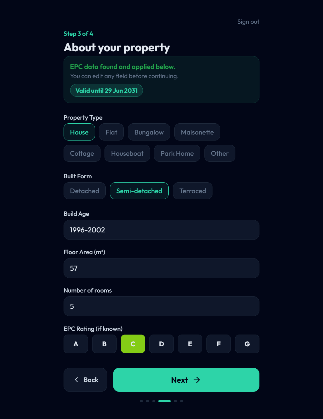 Onboarding step asking how you use your home, with homeowner, renter, and landlord options